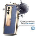 thumbnail image 4 of SaniMore Case for Samusng Galaxy Z Fold 3 6.7" 2021, Leather Skin Platng Frame Hinge Protection Screen Ptotector Hidden Kickstand Pen Slot All-inclusive Heavy Duty Protective Case for Z Fold 3, Blue, 4 of 7