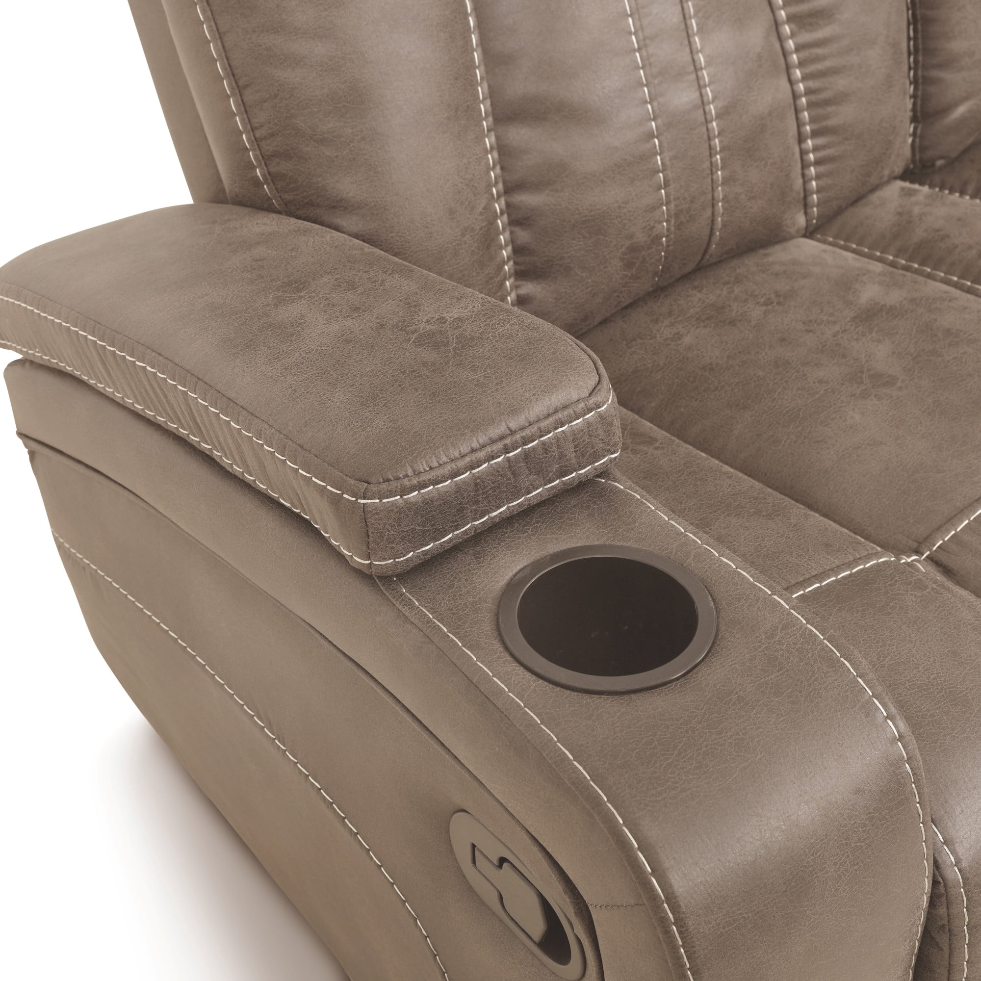 Steve Silver Marlow Sand Faux Suede Manual Reclining Loveseat