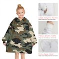 thumbnail image 6 of Classic Camo Green Brown Pattern Blanket Hoodies for Kids 6-13YR Oversize Wearable Blanket Hoodies for Boys Girls Teens, 6 of 7
