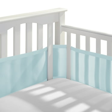 BreathableBaby Breathable Mesh Liner for Full-Size Cribs, Classic 3mm Mesh, Aqua (Size 4FS Covers 3 or 4 Sides)