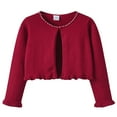 thumbnail image 2 of Youth Girls Knitted Bolere Cardigan Jacket Round Neck Wooden Ear Edge Pearl Sweater Toddler Girls Cute Stylish Outwear, 2 of 5