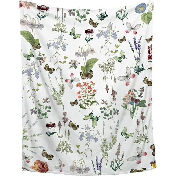 Floral Butterfly Fall Blanket Gift for Lightweight Plush Comfy Sheet Super Soft Flannel Fleece Throw Blankets Perfect Home Decor for Bed Couch Chair Living Room 40"x50" for Kids