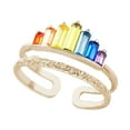 thumbnail image 2 of Xinyolin Women Rainbow Open-end Crown Ring Adjustable Double Band Circlet Jewelry Gift, 2 of 8