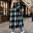 thumbnail image 6 of Enjoytime Plaid Long Coat Women Drawstring Hem Hooded Zip Up Jacket Long Sleeve Loose Trendy Fall Winter Jackets, 6 of 7