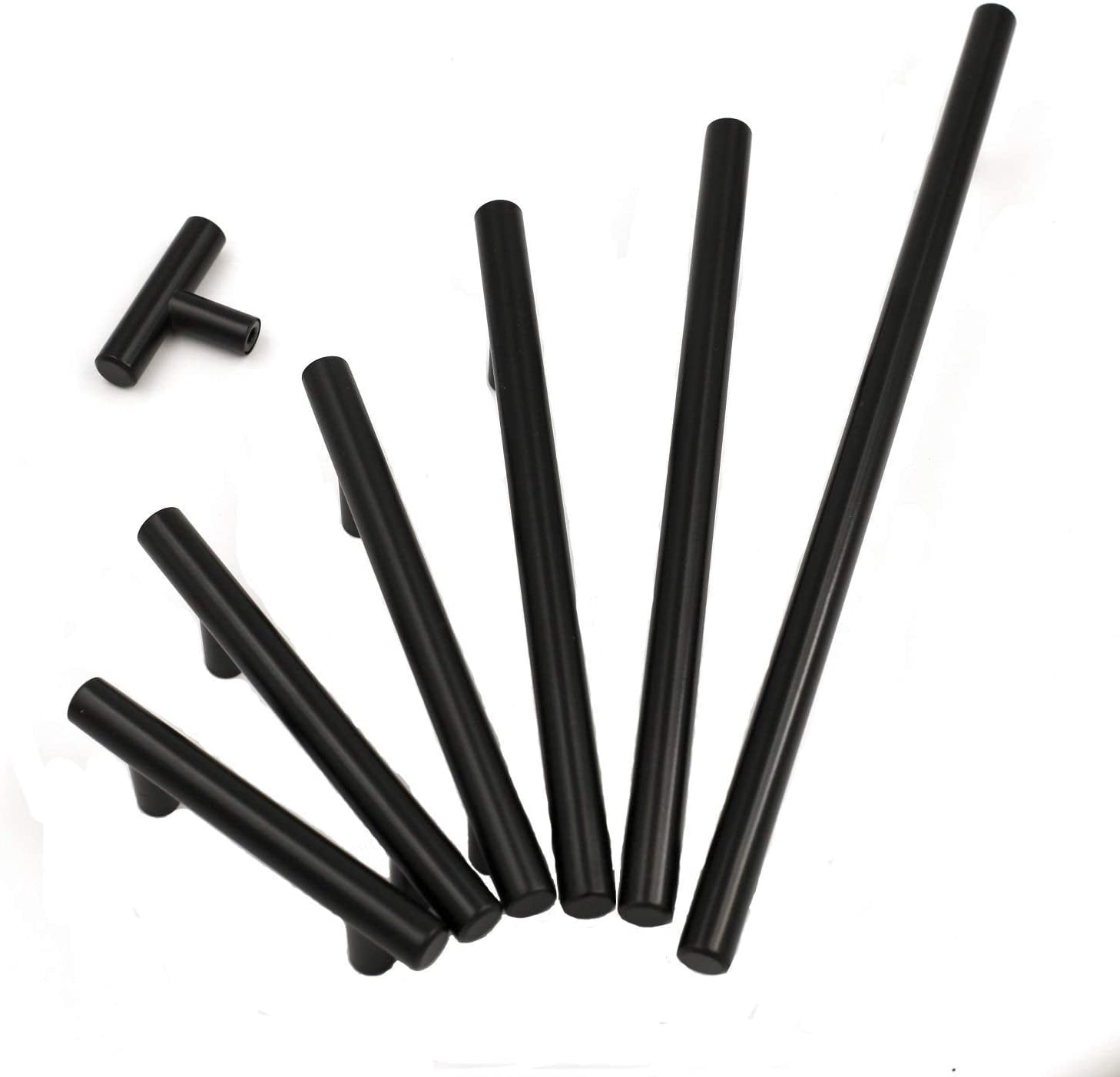 Goldenwarm 15 Pack Kitchen Cabinet Knobs Stainless Steel Single Hole Black Cabinet Hardware 50mm/2in Overall Length