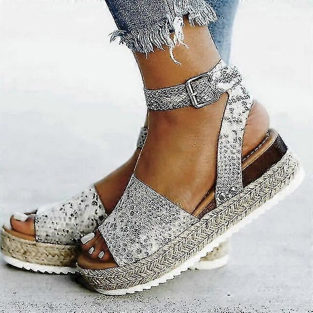 Sandales d'Été pour Femmes Grande Taille Sandales Compensées Décontractées Chaussures à Talons Hauts Sandales à Plateforme pour Femmes