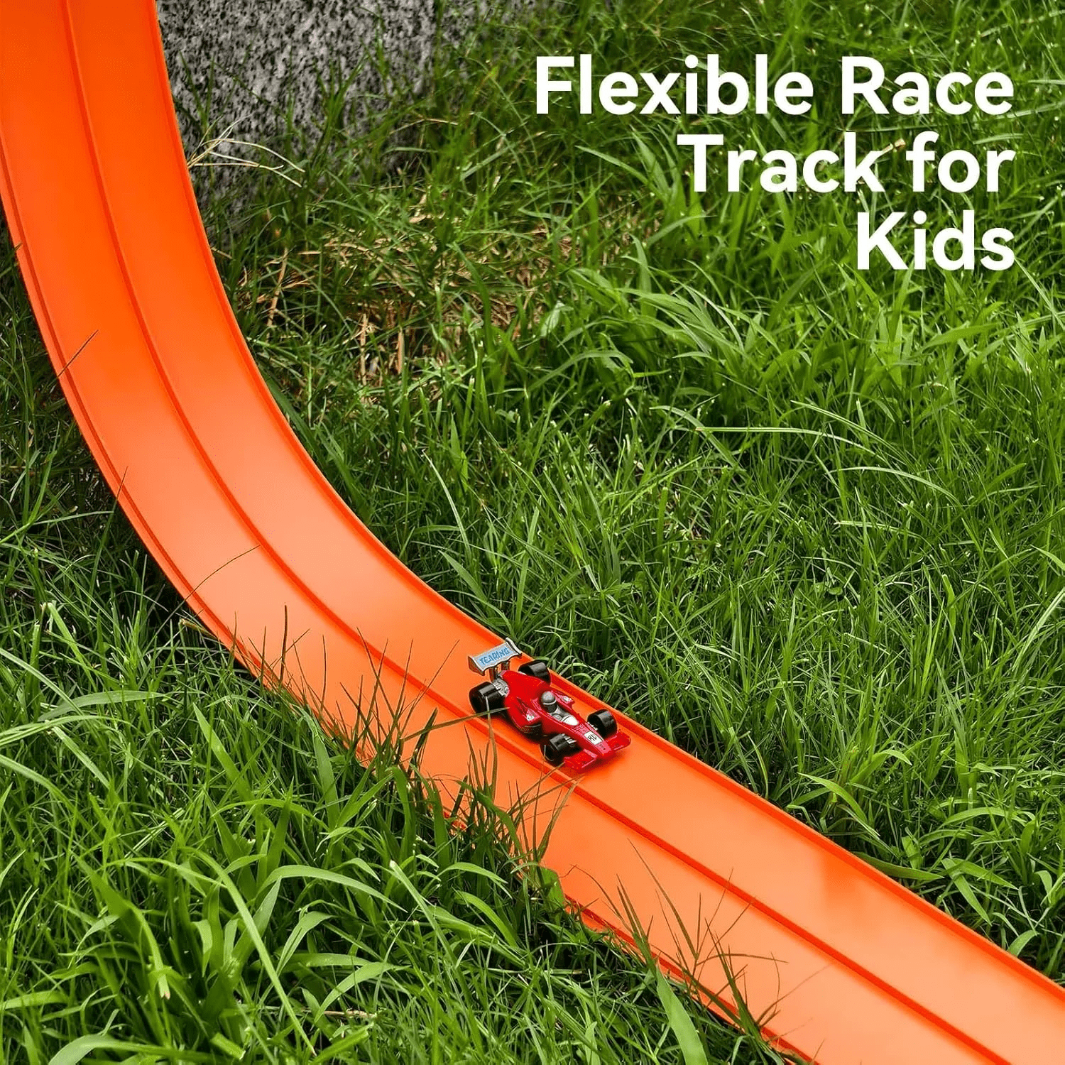 15ft Flexible Kids Race Track Toy with Simple and Versatile Gameplay, Includes Storage Bag and 4 Small Race Cars, Easy to Carry and Store, Birthday Gift for Ages 14-18