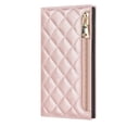 thumbnail image 2 of For Iphone 14 Grid Texture Lanyard Zipper Leather Phone Case(Rose Gold),iPhone 16 Plus, 2 of 6