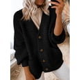 thumbnail image 4 of Women'S -Fashion Casual Open Front V Neck Long Sleeve Chunky Knit Cardigan Sweaters Outerwear Coats Black XL, 4 of 5