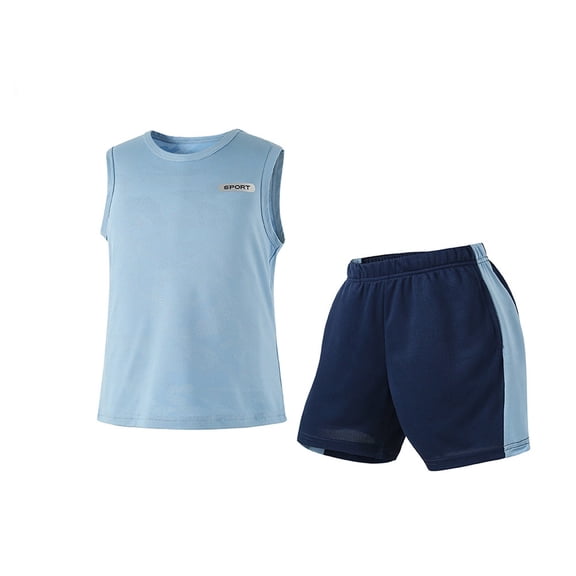 Boy Outfits Kids Soft Sleeveless Tee and Shorts Casual Summer Sport Set Boys' Clothing Sets Navy 9-10 Years