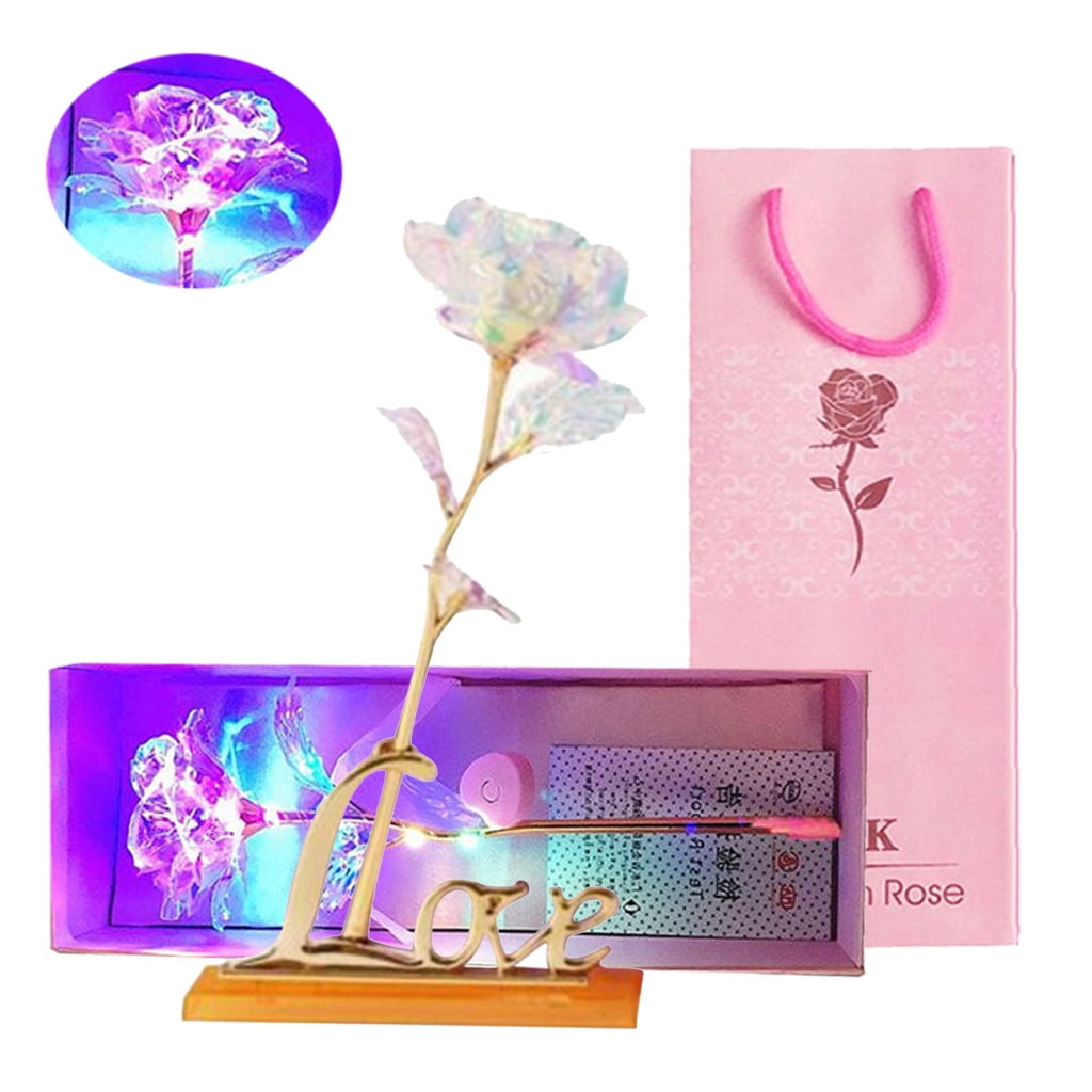 TANGTANGYI Festival Birthday Gift Romantic Galaxy Rose With Love Base Everlasting Crystal The Best Choice 