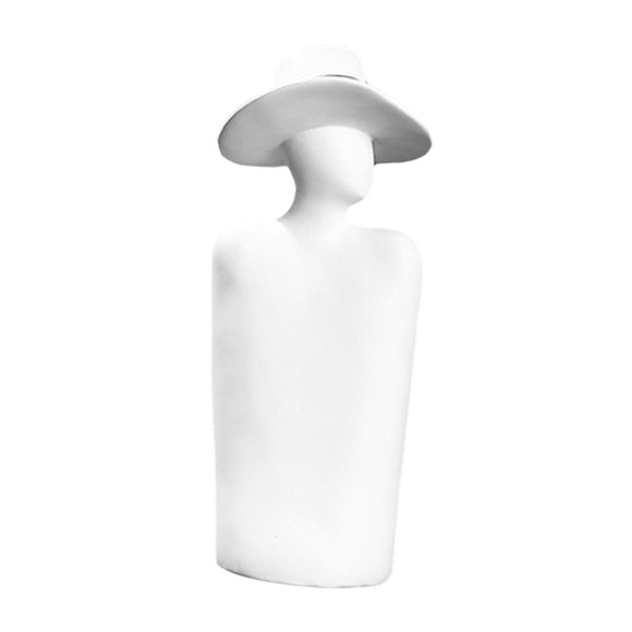 Figura decorativa de mujer moderna con sombrero, 3,5 x 3,5 x 8 pulgadas Blanco