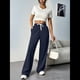 thumbnail image 5 of Pantalones Deportivos Holgados de Cintura Alta con Cordón Ajustable para Mujer, Pantalones Deportivos de Pierna y Bolsillos Azul Oscuro L, 5 of 7