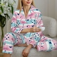 thumbnail image 6 of Pajama Sets for Women 2 Pcs, Pink Striped Flamingo Button Down Long Sleeve Sleepwear Lounge PJ Sets, 6 of 6