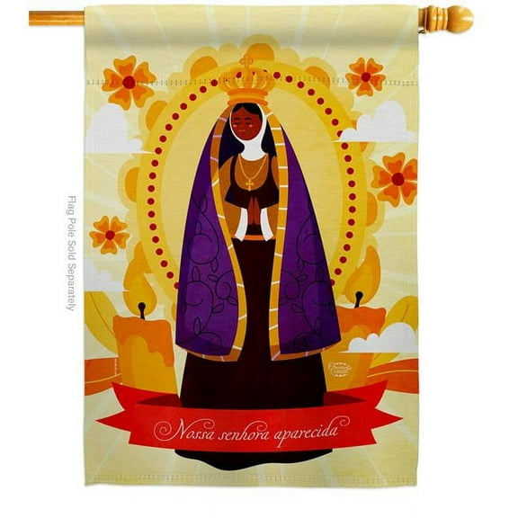 Ornament Collection H190073-BO Our Lady of Aparecida Religious Faith Double-Sided Garden Decorative House Flag, Multi Color