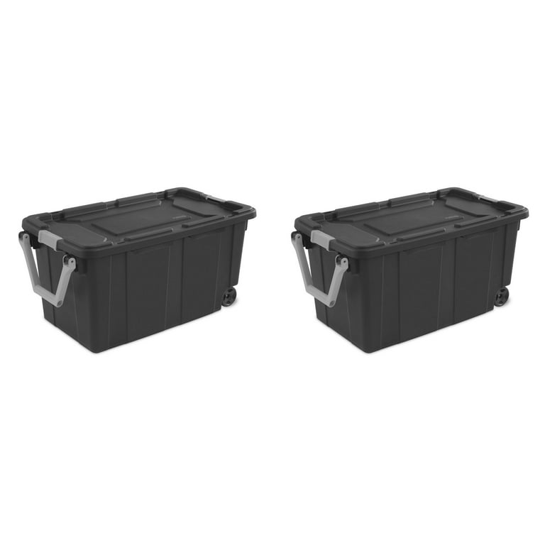 WEB MART 40-Gallon Wheeled Industrial Storage Tote, Black and Gray