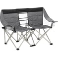 thumbnail image 3 of Camping Chair - Double Love Seat Heavy Duty Oversized - Folds Easily and is Padded, Black Grey, 3 of 7