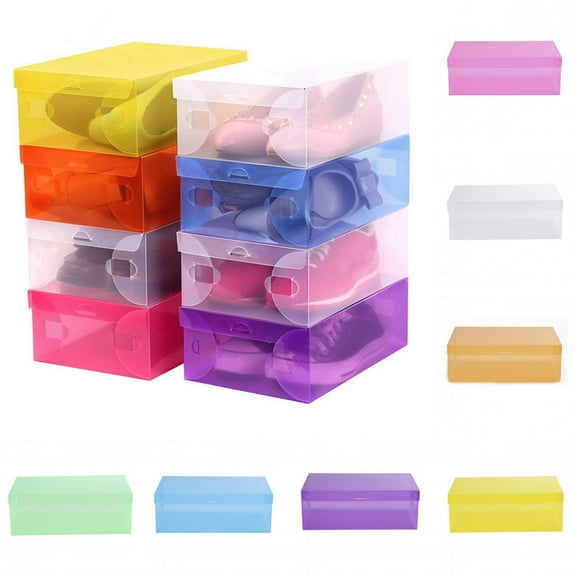 Limei 1 Pack Stackable Shoe Box Foldable Clear Plastic Sneaker Display Box, Shoe Storage Box with Front Entry and Sturdy Frame, Space Saving Shoe Container Bin, Clear