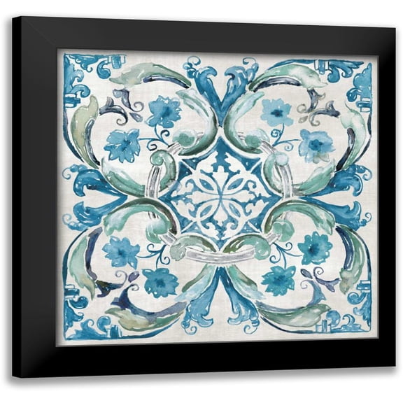 Nan 12x12 Black Modern Framed Museum Art Print Titled - Carribean Tile I