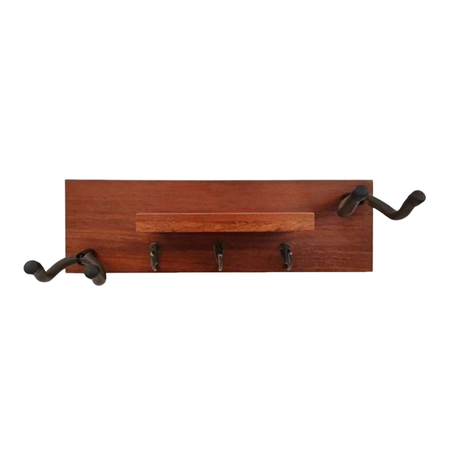 Guitar Wall Hanger Holder Stand with Solid Wood Shelf for Home Studio Musicians Display and Storage