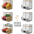thumbnail image 4 of Fruit Basket for Kitchen with Wood Lid,x-Cosrack Counter&Wall Mounted Onion and Potato Storage with Nameplate, Stackable Storage Basket, 3 Pack, 4 of 8