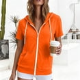 thumbnail image 6 of Womens Short Sleeve Zip Up Hoodies Lightweight Slim Fit Drawstring Comfort Sweatshirts Summer Casual Fashion Clothes, S-2XL, 6 of 6