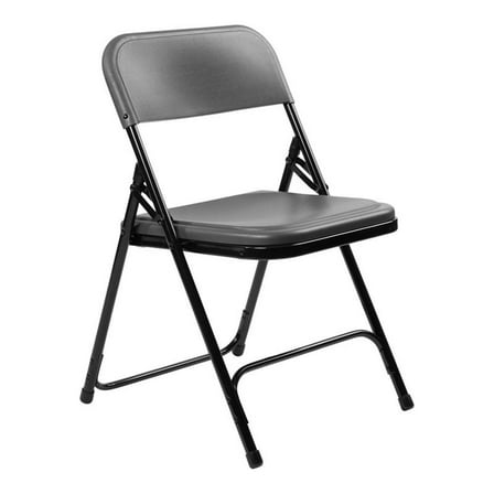 Pemberly Row 29.75" Premium Plastic Folding Chair in Charcoal (Set of 4)