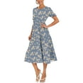thumbnail image 5 of Aiyino Women's Summer Casual Boho Dress Floral Print Ruffle Puff Sleeve High Waist Midi Beach Dresses， S Floral Blue, 5 of 6