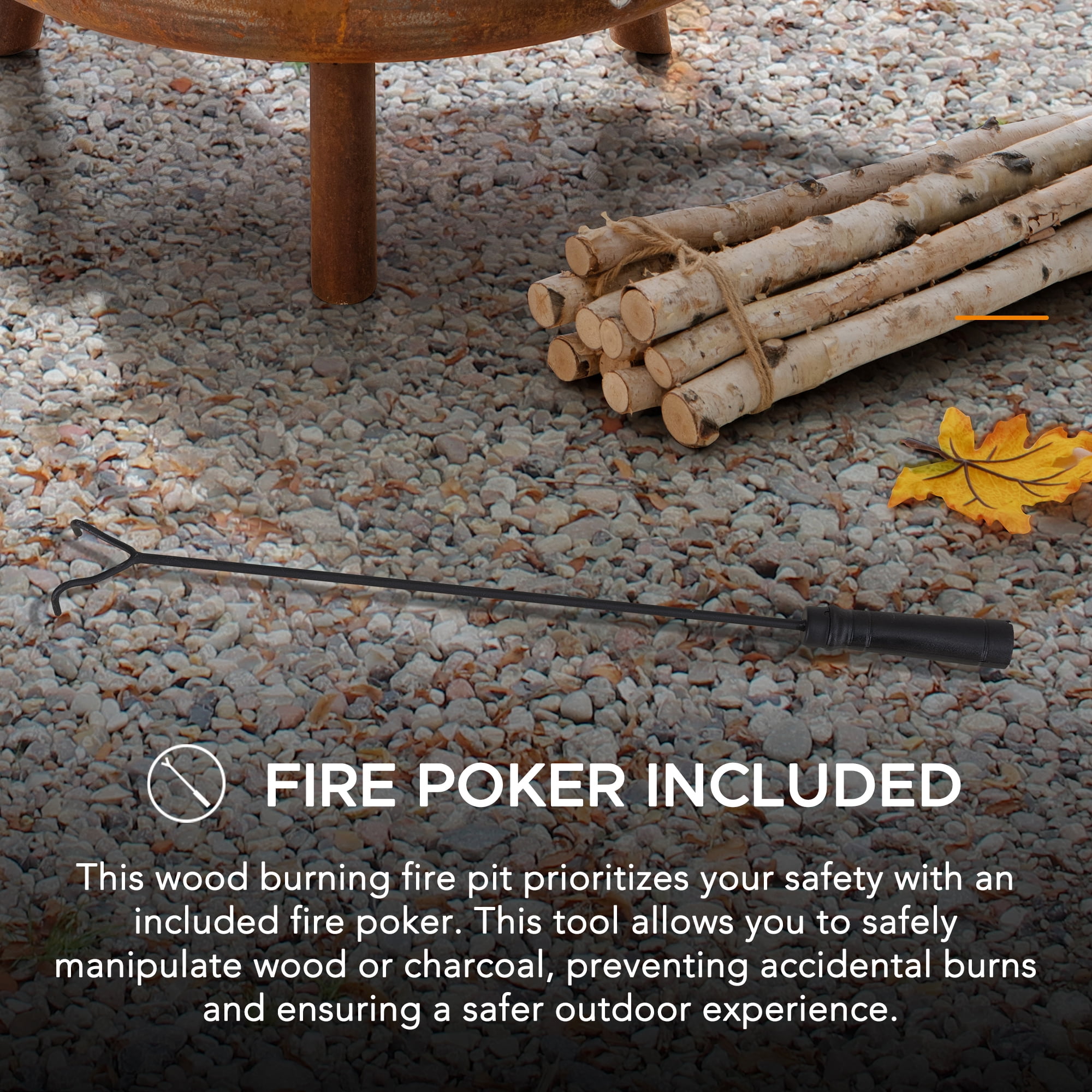 SUNJOY 28 Inch Fire Pit BBQ With Cooking Grill Outdoor Wood Burning,Metal Round FirePit Table for Backyard Patio Garden