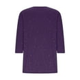 thumbnail image 5 of Enjoytime Spring Shirts for Women Solid Color 3/4 Sleeve Sparkly Tops Fashion Round Neck Trendy Casual Blouses Purple S, 5 of 7