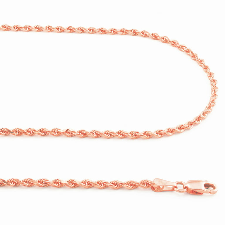 Solid 14k Rose Gold Men's Women's Real Rope Chain Necklace 1.5mm-4mm