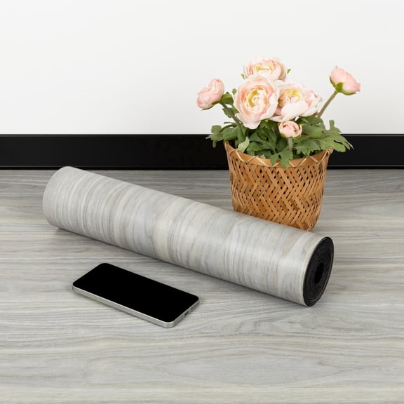 Abyssaly Gray Wood Peel and Stick Flooring Tile, Wood Vinyl Tile 15.7-in x 118-in, 12.8 Sq.Ft Coverage, Self-Adhesive Thicken Floor Tiles for Home Decor and Interior Update