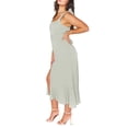 thumbnail image 4 of Sunloudy - Vestido informal para mujer, color sólido, doble lazo lateral, parte inferior con tirantes, abertura alta, dobladillo con volantes, vestido largo Sunloudy moda, 4 of 9