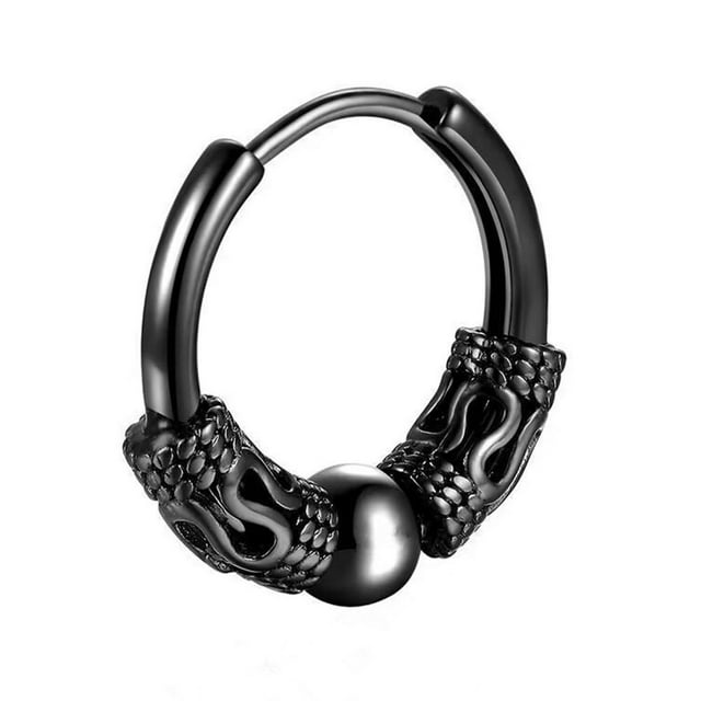 EZLIFE Pendientes de acero inoxidable estilo hip hop para hombre, con diseño de dragón, estilo punk, R4W2