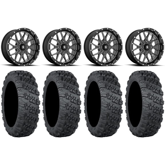 MSA Portal 20" Wheels Milled 33" Versa Cross V3 Tires Can-Am Maverick X3 / Honda Pioneer 1000 / Talon