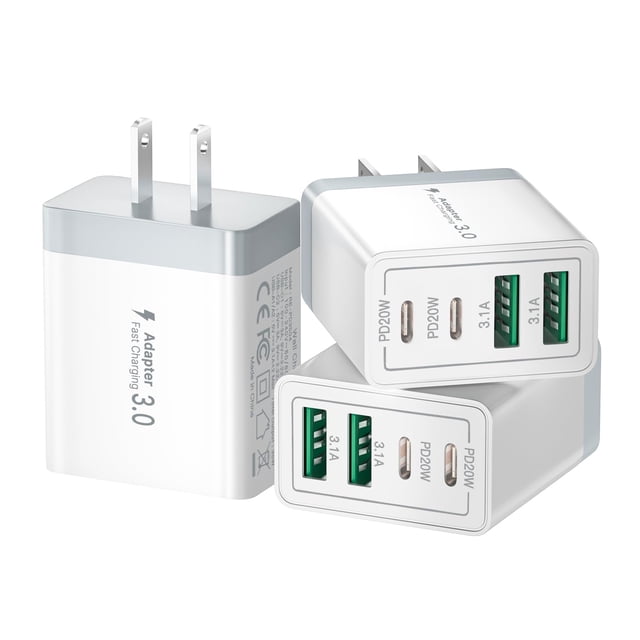 Cargador USB C Aioneus 40 W Cargador rápido de 4 puertos 20 W