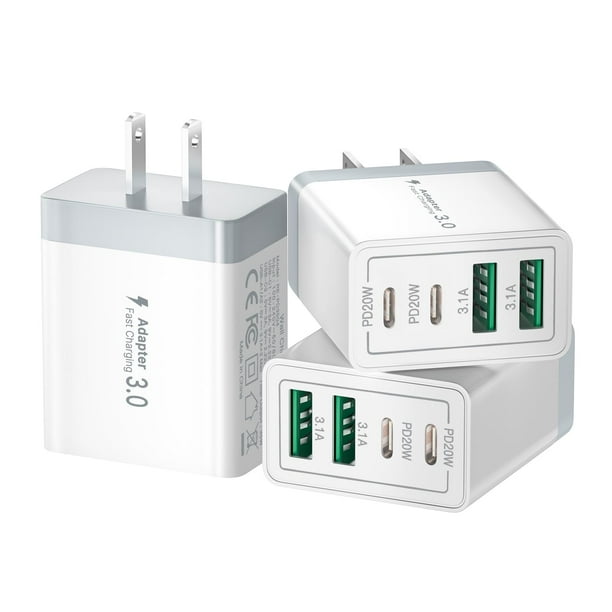 Cargador USB C Aioneus 40 W Cargador rápido de 4 puertos 20 W