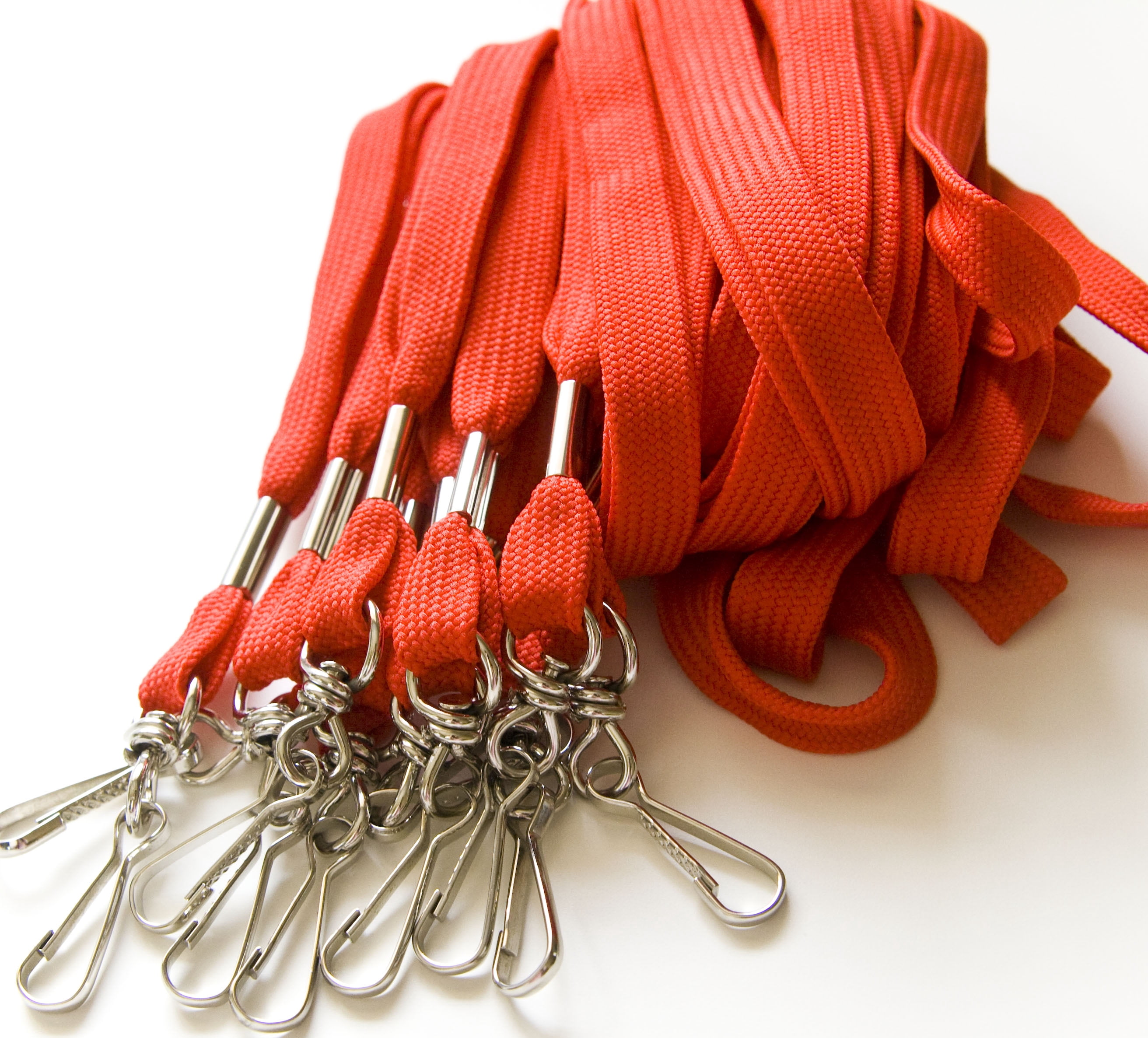 100pcs Flat ID Neck Lanyards for Badges with Swivel J-Hook, Red by OnDepot