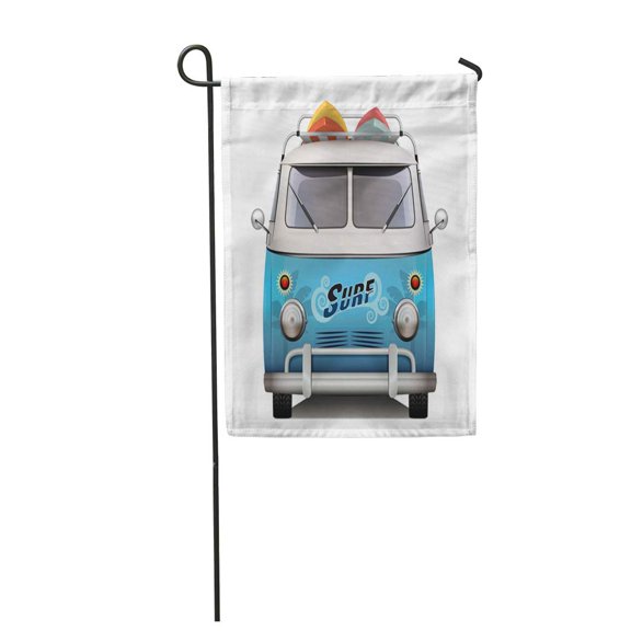 SIDONKU Blue Surf Vintage Van Surfer Style Design Caravan Surfboard 1950S Beach 1960S 50S Garden Flag Decorative Flag House Banner 28x40 inch