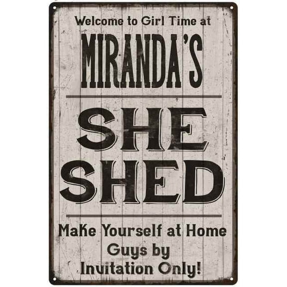 MIRANDA'S She Shed Sign Lady Cave Gift 8 x 12 High Gloss Metal 208120082483