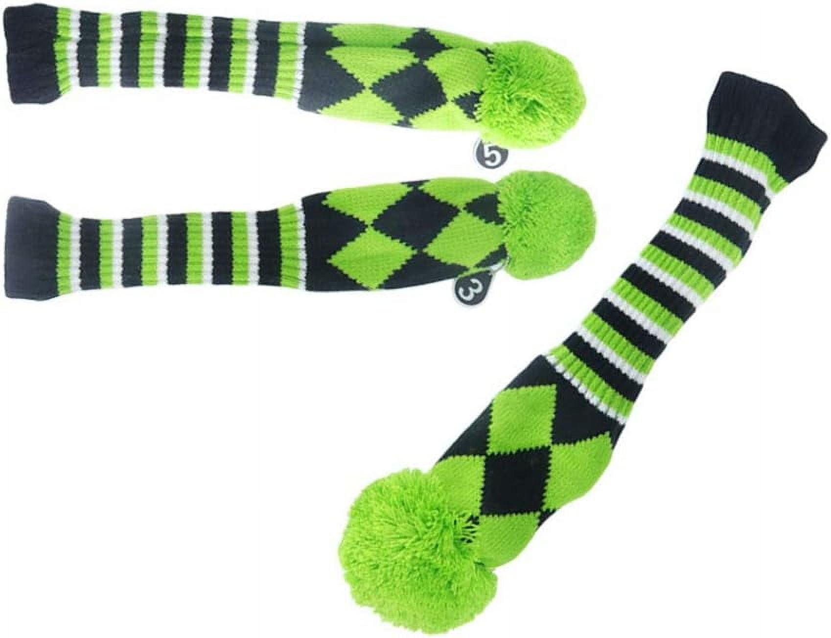 3 pcs/Set Golf Club Pom Pom Knit Cover for Driver, Fairway Wood and Hybrid HeadCovers