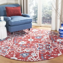 SAFAVIEH Brentwood Rudolf Southwestern Area Rug, Red/Ivory, 6'7" x 6'7" Round