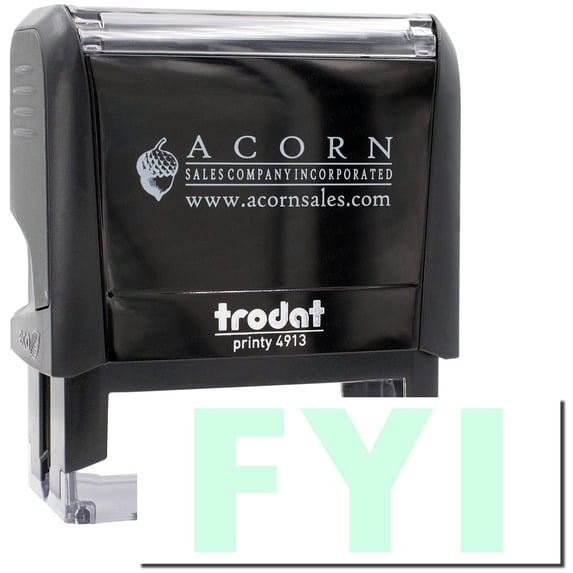 Large Self-Inking Fyi Stamp, Trodat Printy 4913, Press and Print Stamping, Impression Size 7/8" x 2-1/4", Up to 10,000 Impressions - Mint Green Ink