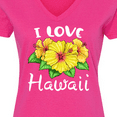 thumbnail image 4 of Inktastic I Love Hawaii Hibiscus Flowers Women's V-Neck T-Shirt, 4 of 5