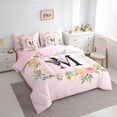 thumbnail image 3 of Homewish Girly Pink Letter M Bedding Comforter Set 7pcs, Romantic Rose Flower Queen Bedding Sets, Magical Butterfly Animal Reversible Queen Sheet Sets, Super Cozy Room Decor, 3 of 7