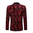 thumbnail image 2 of COOFANDY Men's Red Suits Jacket Velvet Blazer Red Christmas Wedding Smoking Jacket, 2 of 9