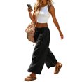 thumbnail image 7 of Women's Loose Wide Leg Track Pants Drawstring Pockets Elastic Waist Capri Casual Summer Hiking Pants Black XL, 7 of 7