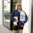 thumbnail image 7 of Women's Gameday Couture  Navy San Diego FC Refined Rivalries Rhinestone Raglan Full-Snap Varsity Bomber Jacket, 7 of 7