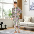 thumbnail image 3 of joogoo Retro Floral Unisex Adults Onesies Pajamas Jumpsuits L, 3 of 7