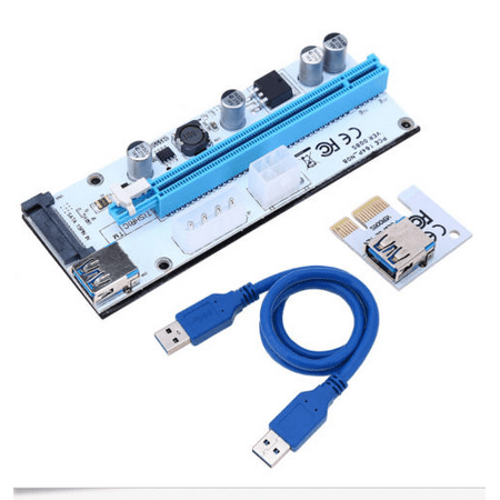 Dual Chip PCI-E 16x to 1x Powered Riser Adapter Card w/60cm USB 3.0 Extension Cable GPU Riser Adapter Extender Cable - Ethereum Mining